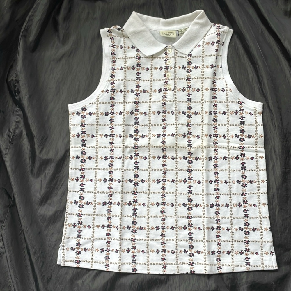 Vintage sleeveless floral polo size Petite Small